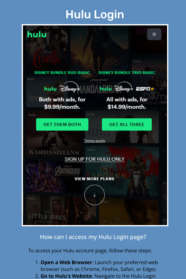 How can I access my Hulu Login page? - How Do I Get To My Hulu Account Page